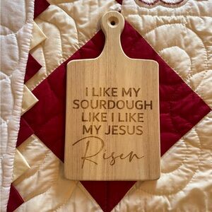 Cutting board with Jesus saying